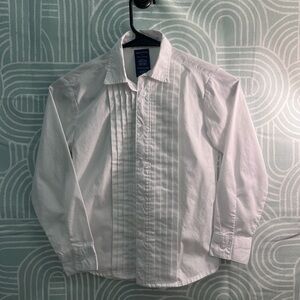 Nautica Boys White Dress Shirt Pleated Front Size 7